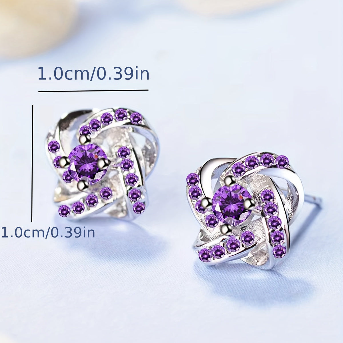 Purple Four-Leaf Clover Earrings