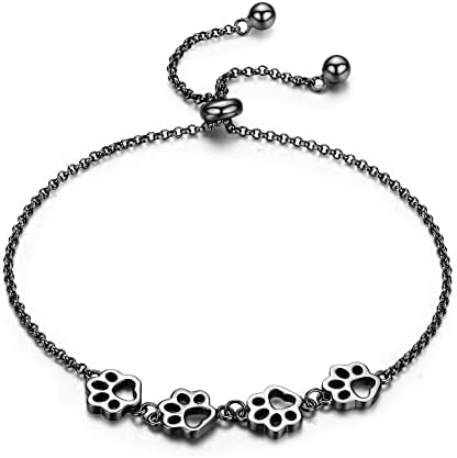 Sterling Silver Paw Print Bracelet – Adjustable Fit