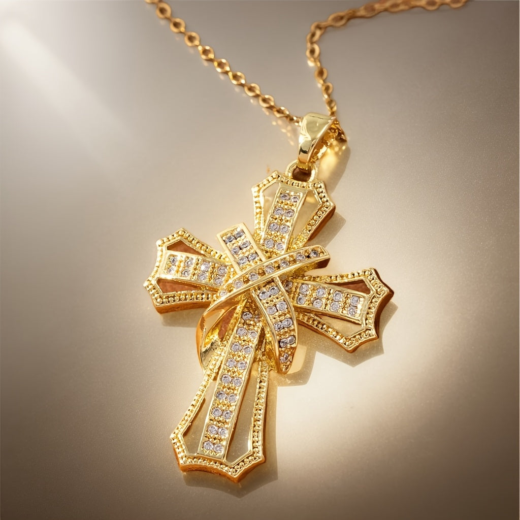 Radiant Cross Pendant Necklace | Gold