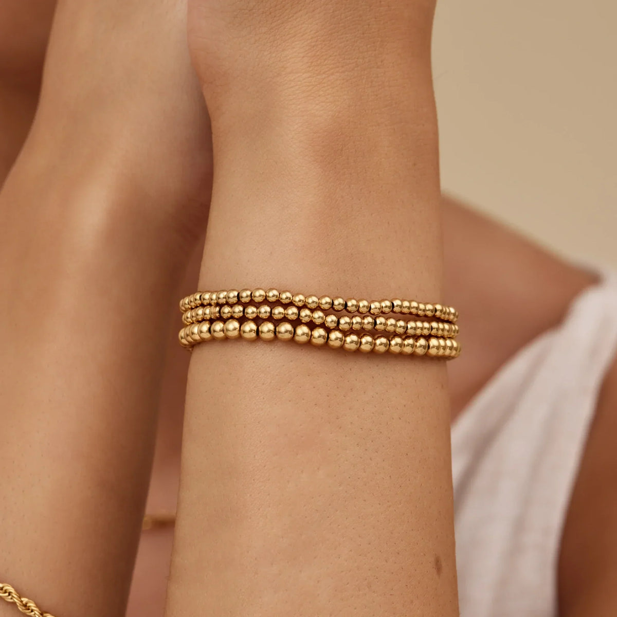 433 Gold Beaded Bracelet Stack