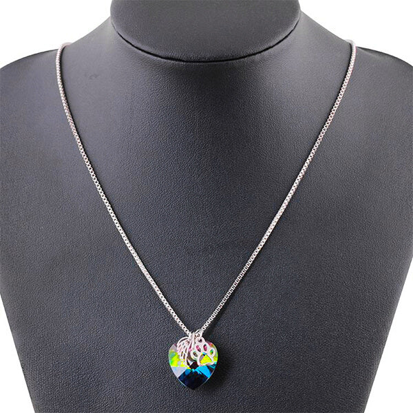 Rainbow Memorial Necklace with Heart Pendant