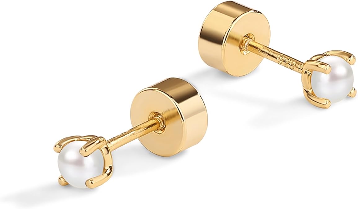 Dainty Pearl Studs | Gold