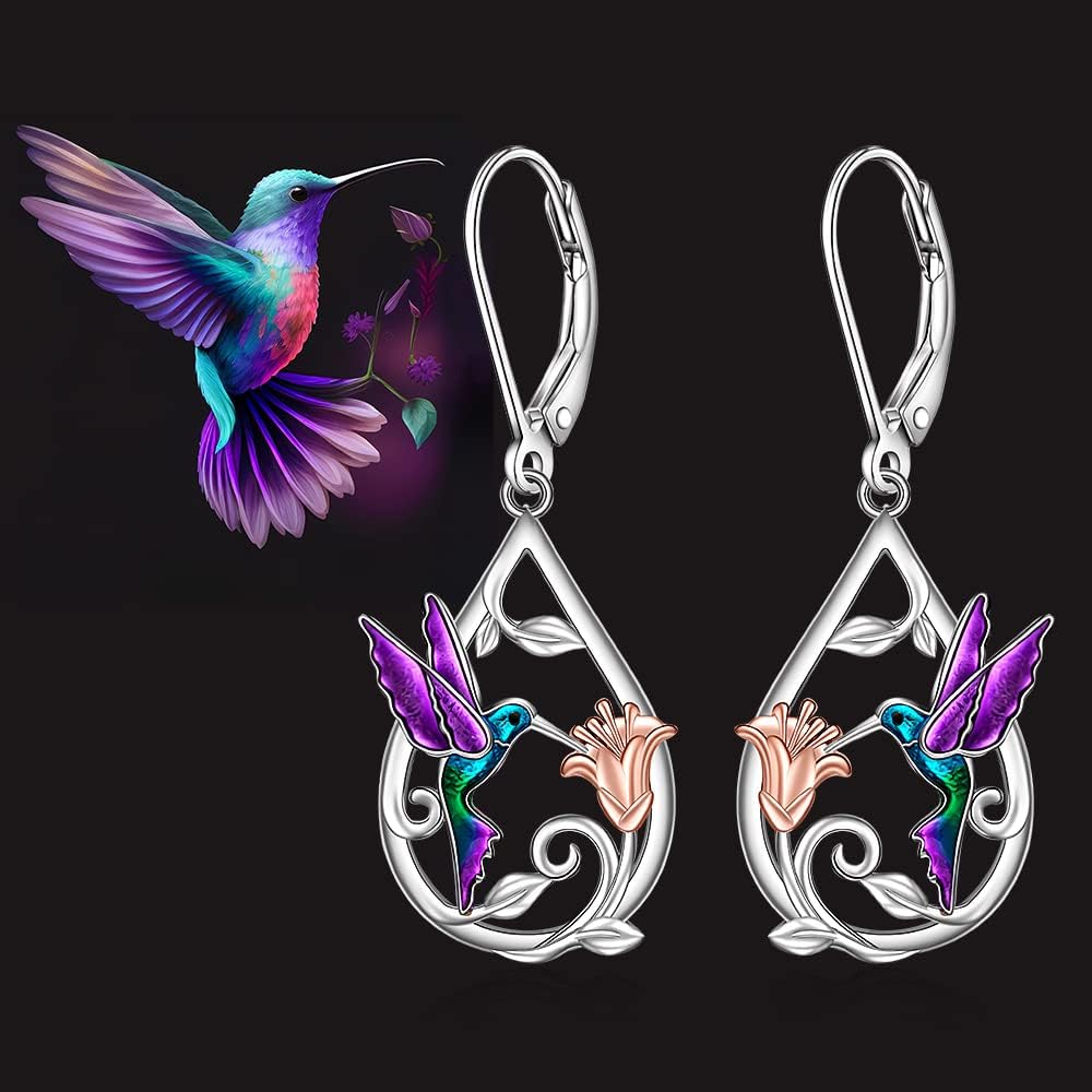 Beautiful Hummingbird Necklace for Women with Bonus Earrings