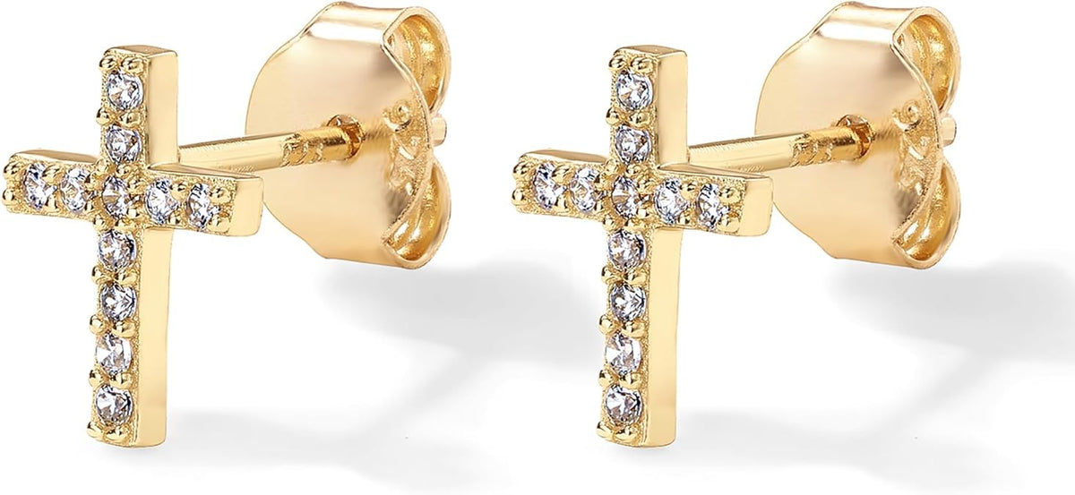 Paved Cross Studs | Gold