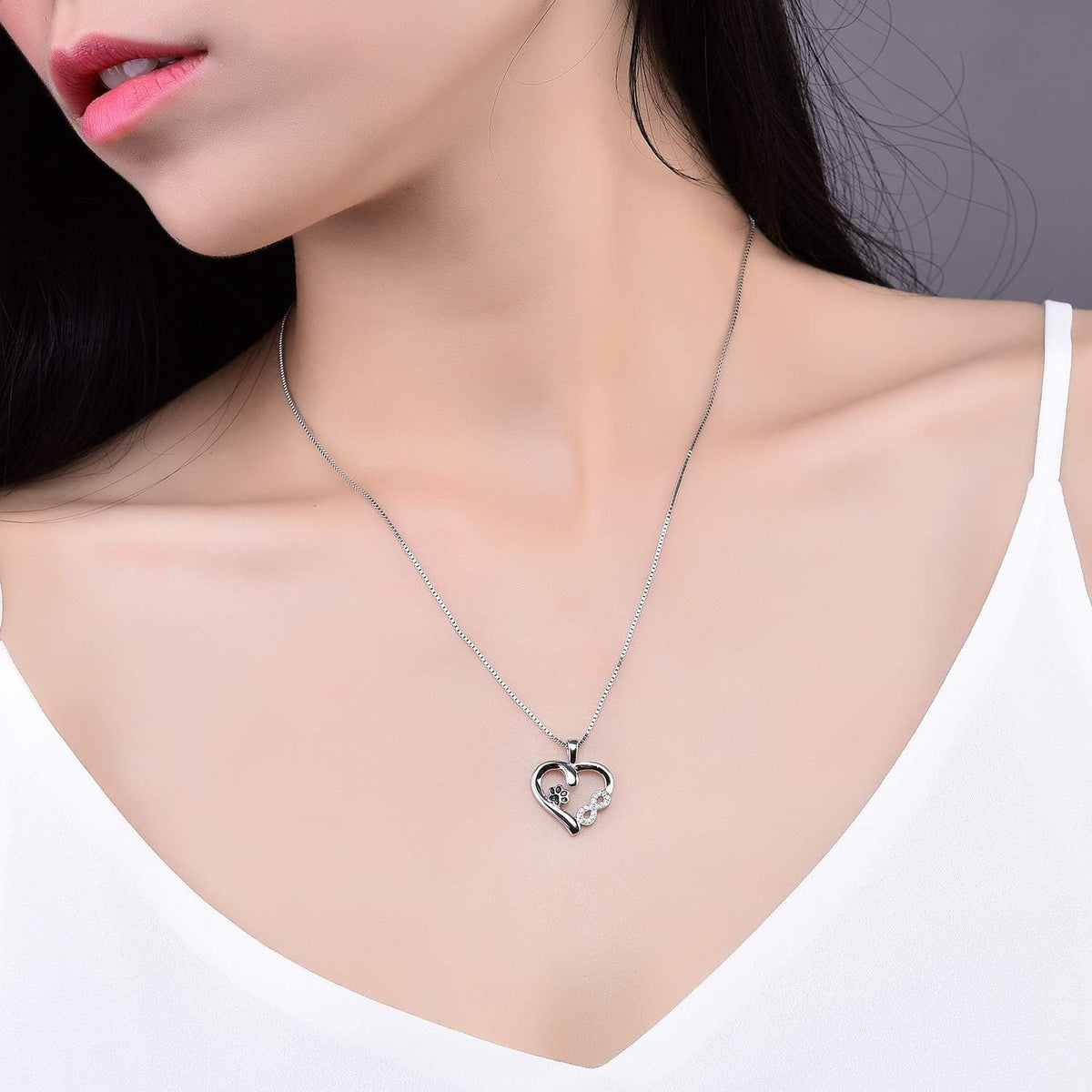 Paw and Heart Necklace with Infinity Charm