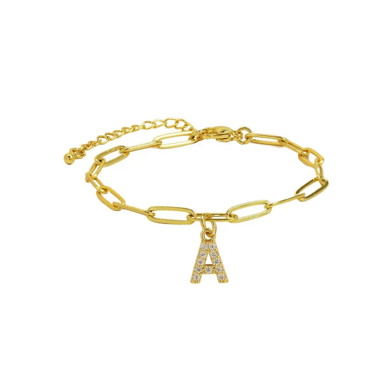 Minimalist Letter Charm Bracelet | Gold