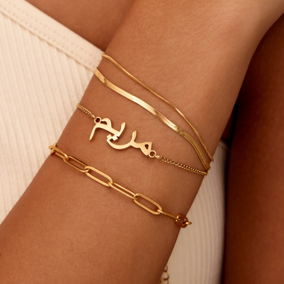 Double Snake Chain Layered Bracelet