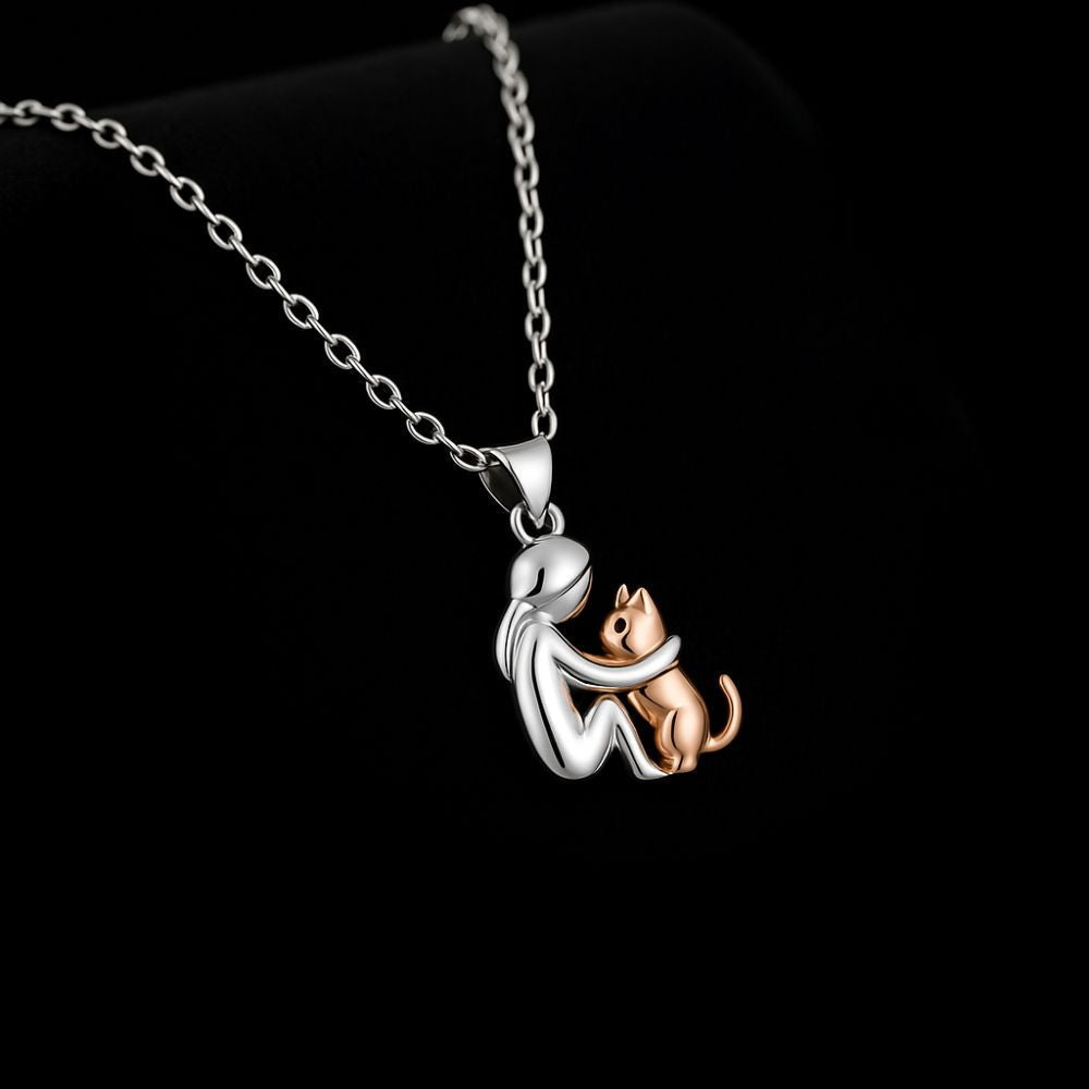 Cat Hug Pendant Necklace with Bonus Earrings – Limited Time Offer