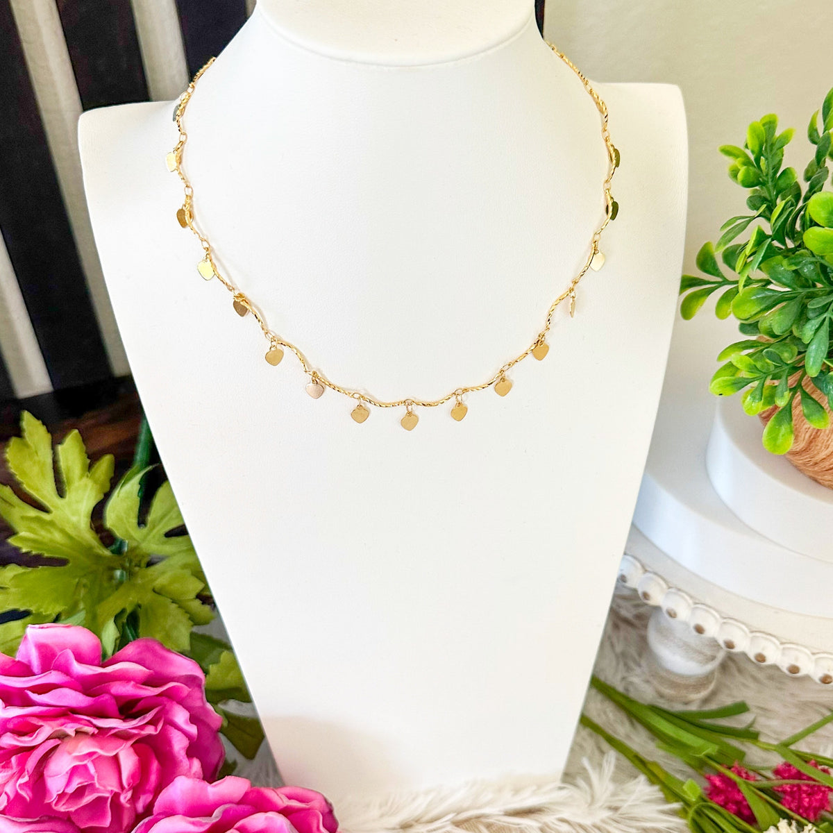 Melita Dangle Heart Choker Necklace
