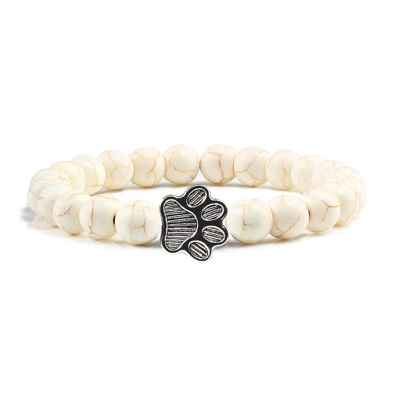 Beaded Paw Bracelet – Natural Stone Design