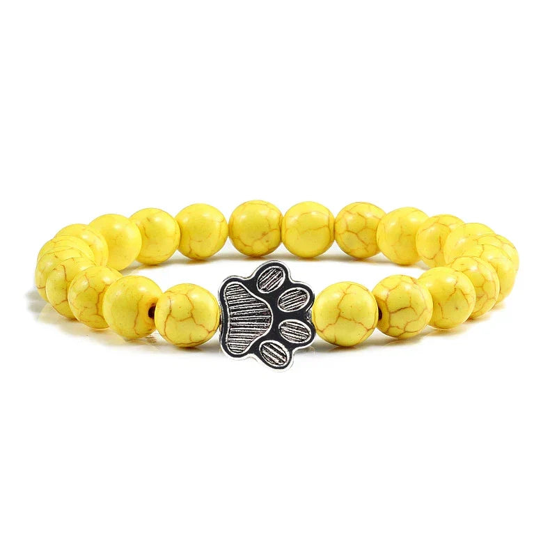 Beaded Paw Bracelet – Natural Stone Design