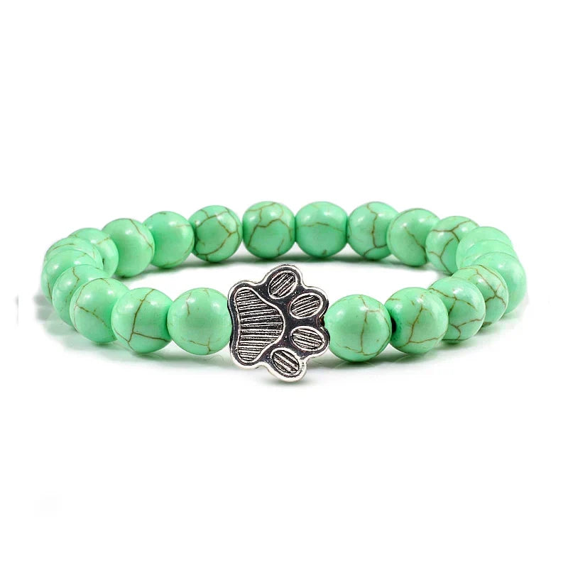 Beaded Paw Bracelet – Natural Stone Design