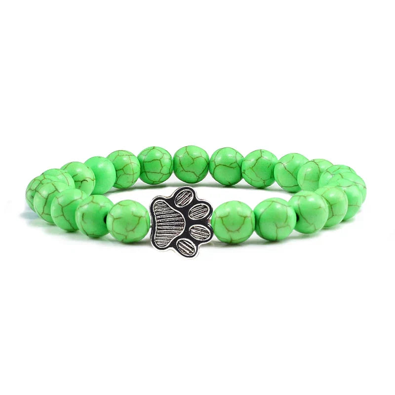 Beaded Paw Bracelet – Natural Stone Design