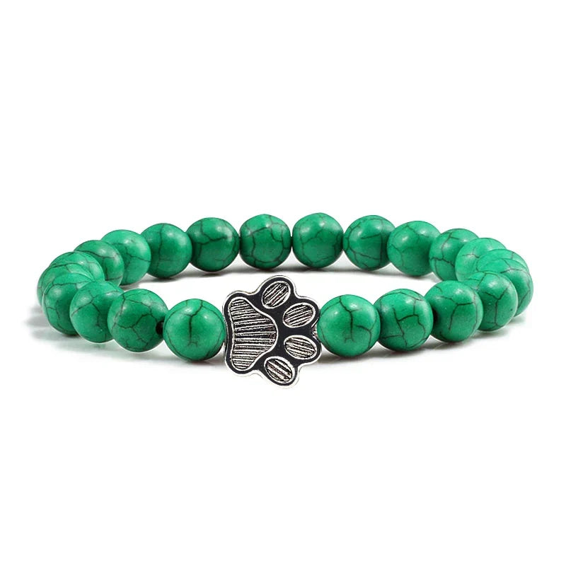 Beaded Paw Bracelet – Natural Stone Design