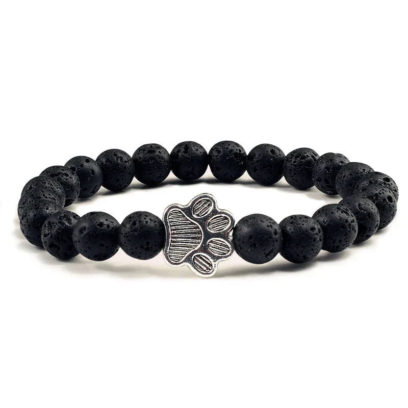 Beaded Paw Bracelet – Natural Stone Design