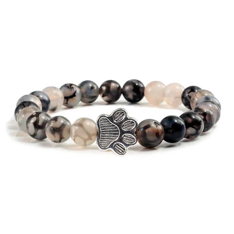 Beaded Paw Bracelet – Natural Stone Design