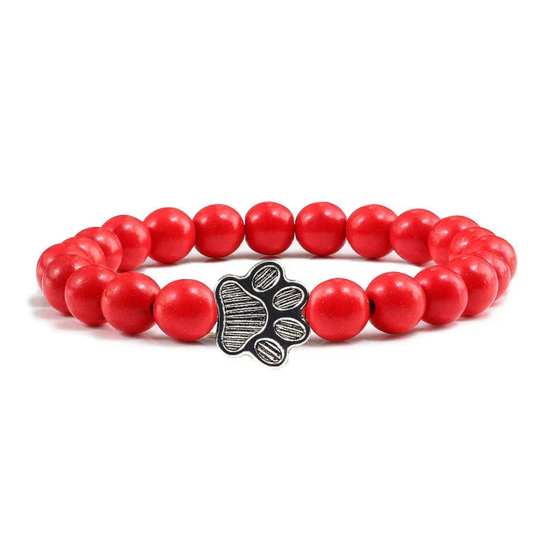 Beaded Paw Bracelet – Natural Stone Design