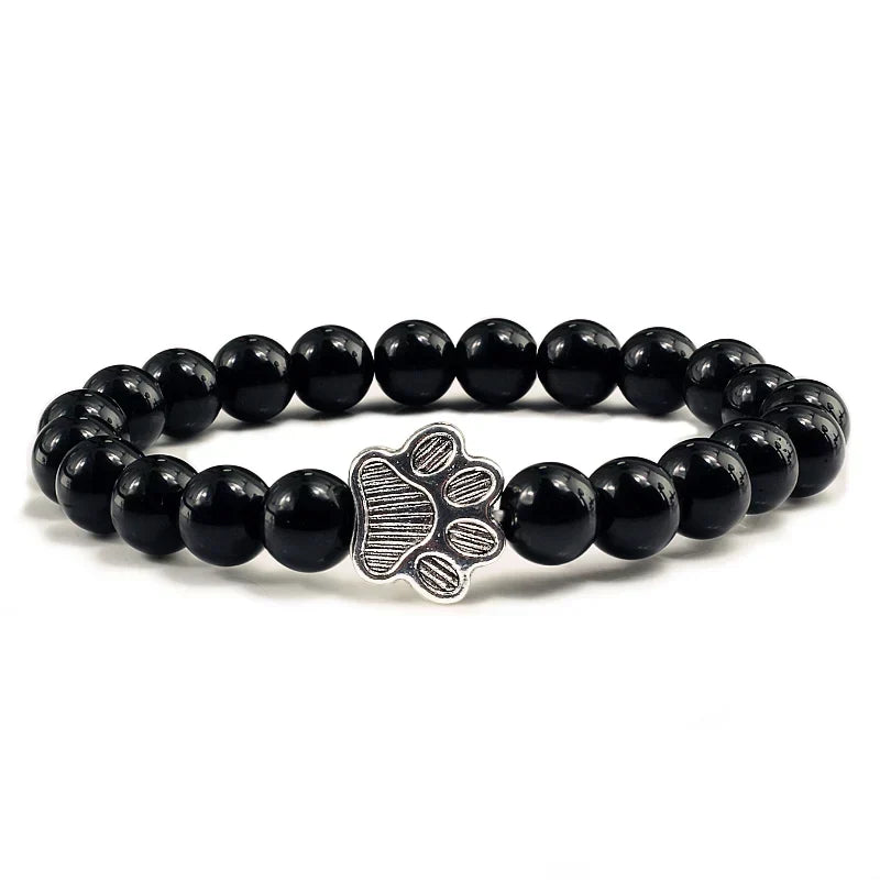 Beaded Paw Bracelet – Natural Stone Design