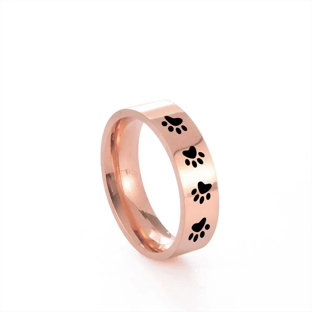 Handcrafted Paw Print Ring in Stainless Steel
