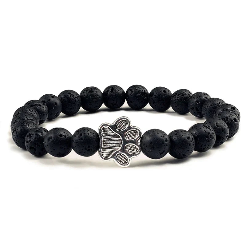 Beaded Paw Bracelet – Natural Stone Design