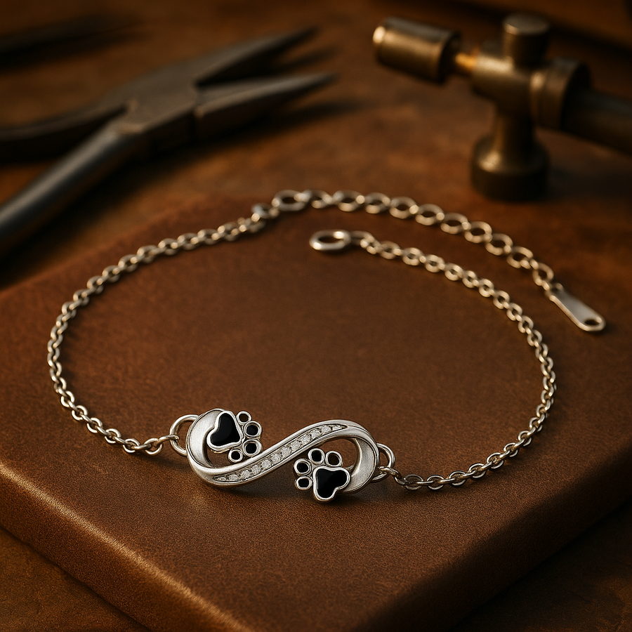 Infinite Symbol Pendant Pet Paw Bracelet with Zirconia