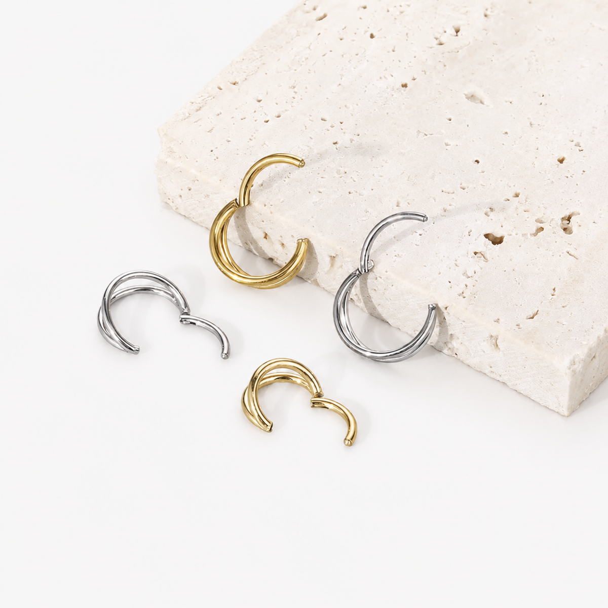 MINIMAL DOUBLE HOOPS