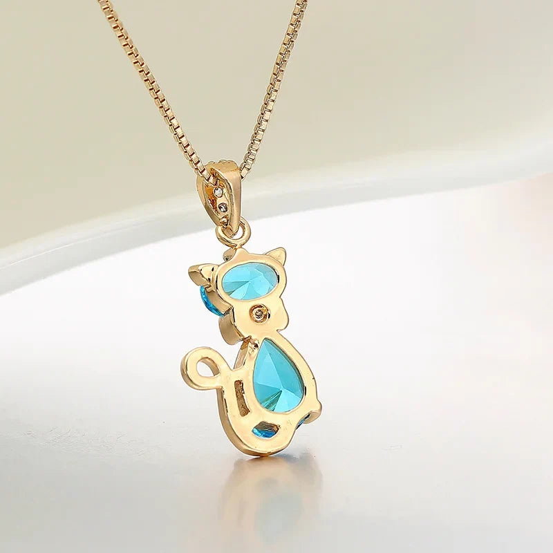 Crystal Cat Pendant Necklace