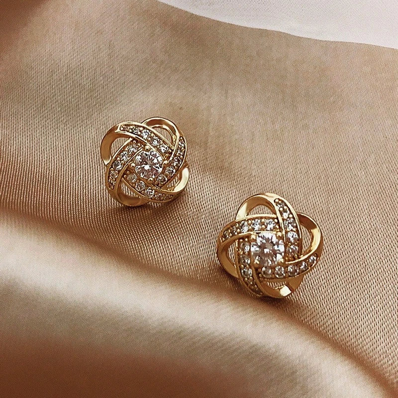 Zirconia Sphere Earrings in Gold