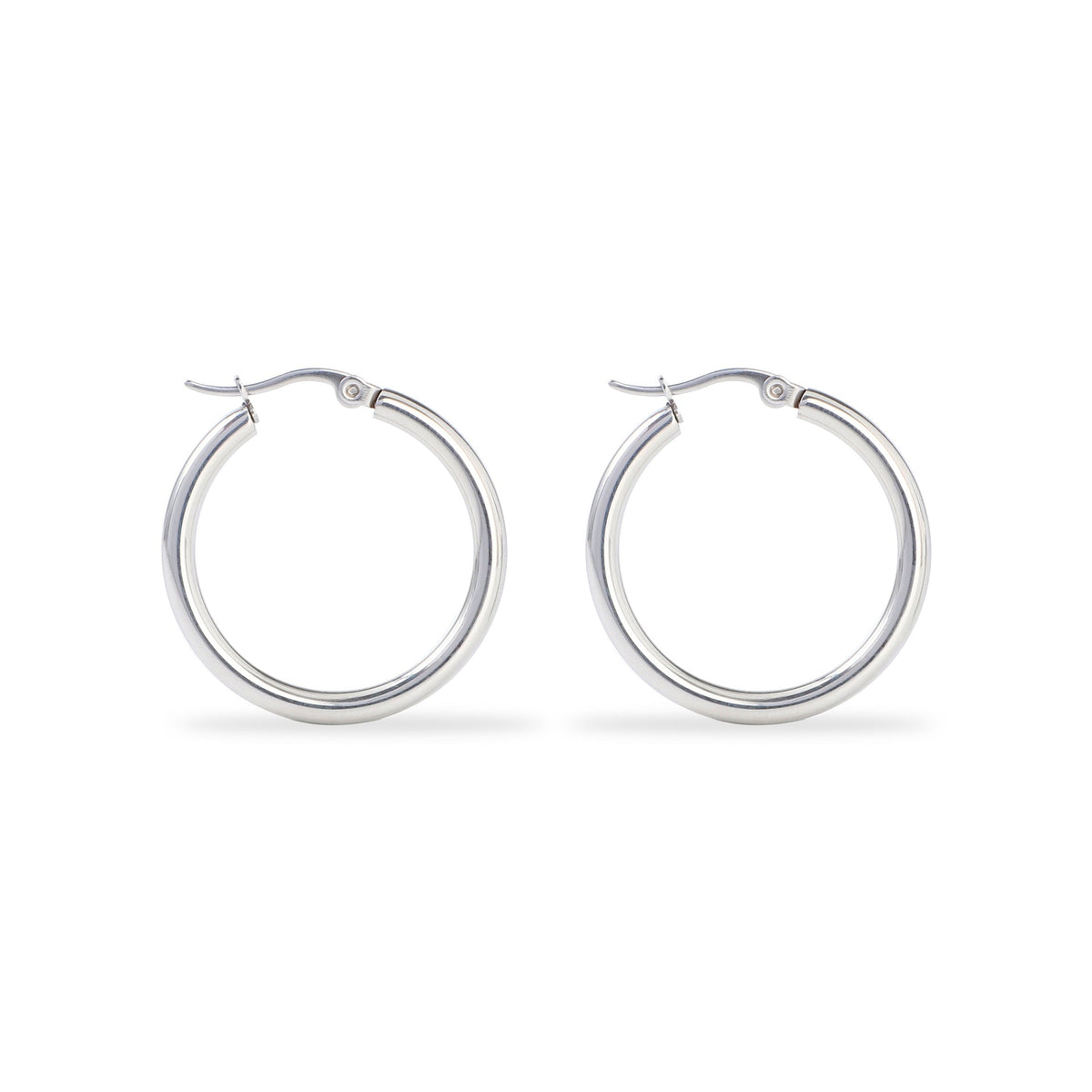 Polished Silver Classic Hoop Earrings