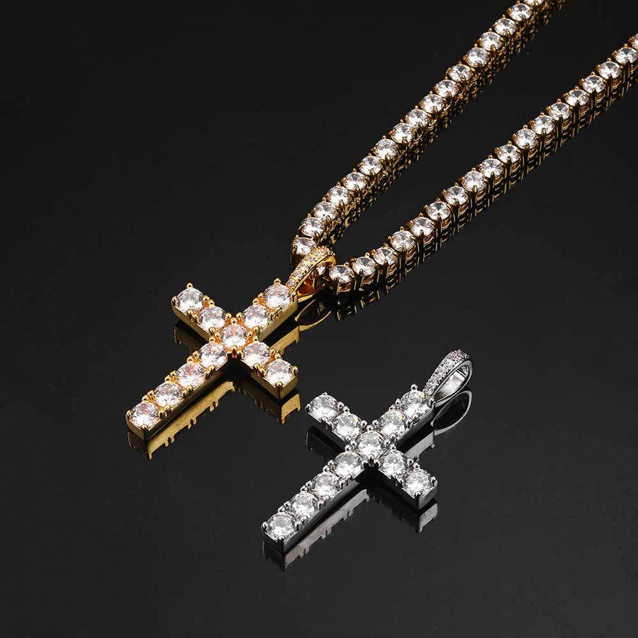 Faith™ | Gold Moissanite Cross Necklace