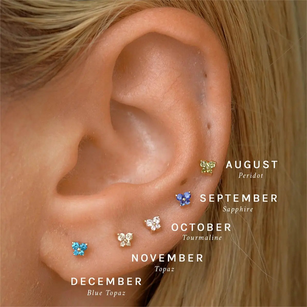 BALL BACK BIRTHSTONE EARRINGS