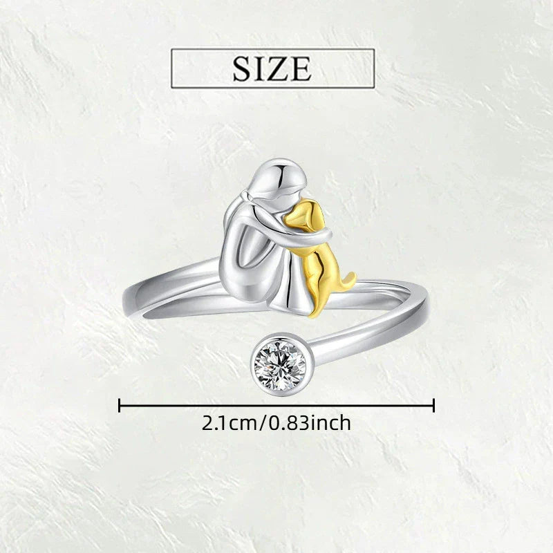 Elegant Dog Embrace Ring