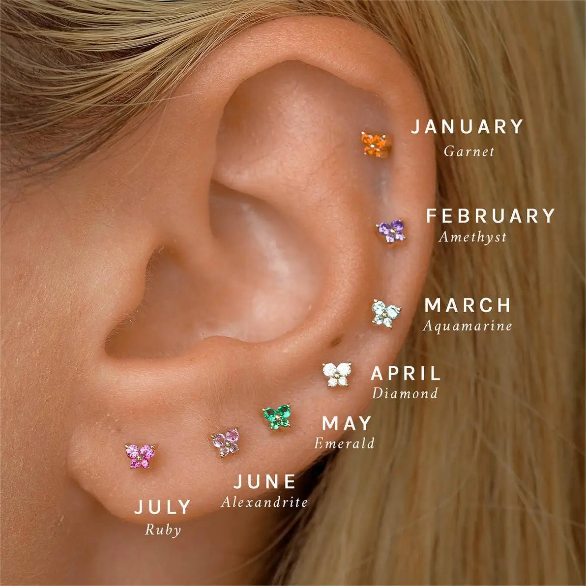 BALL BACK BIRTHSTONE EARRINGS