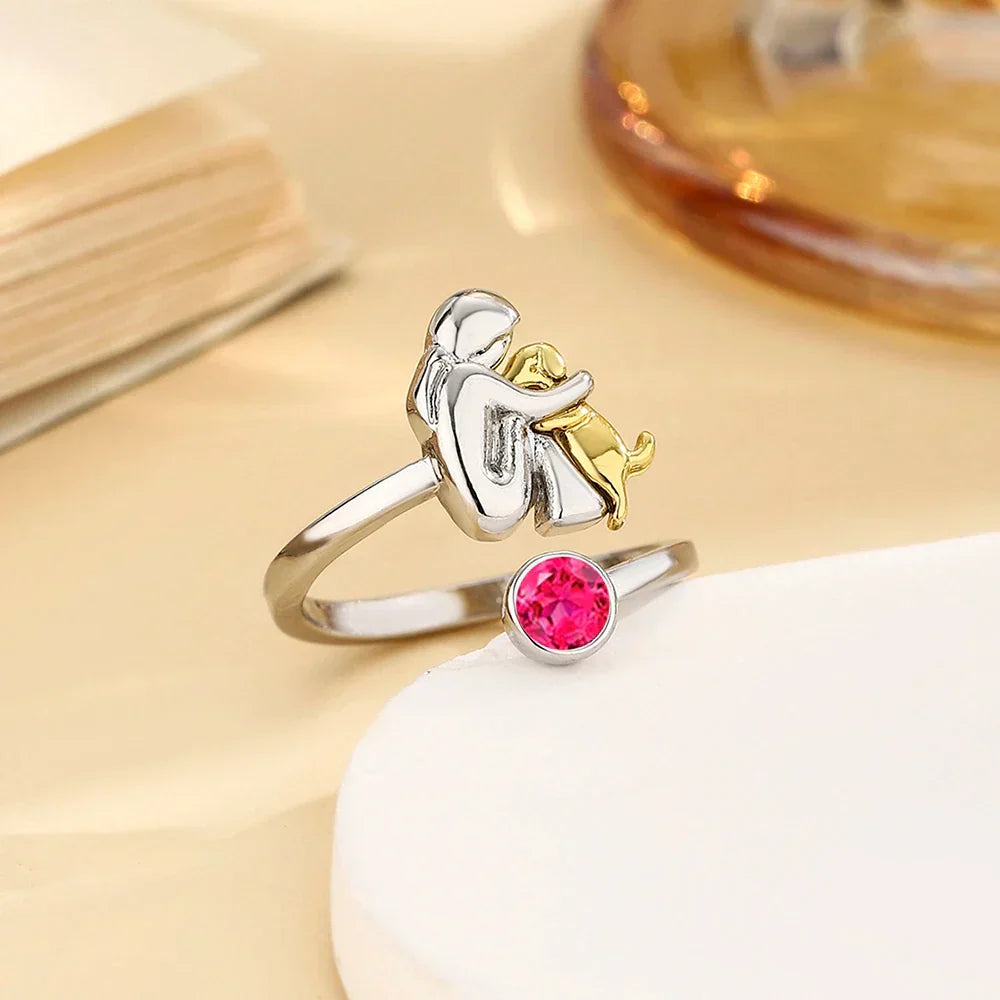 Elegant Dog Embrace Ring
