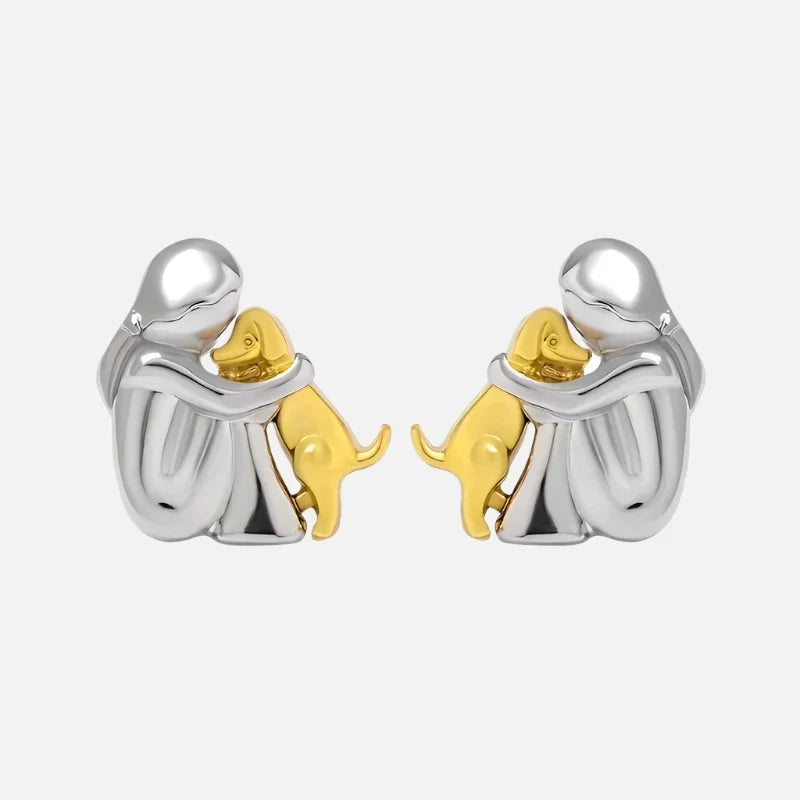 Silver and Gold Two-Tone Hug Earrings