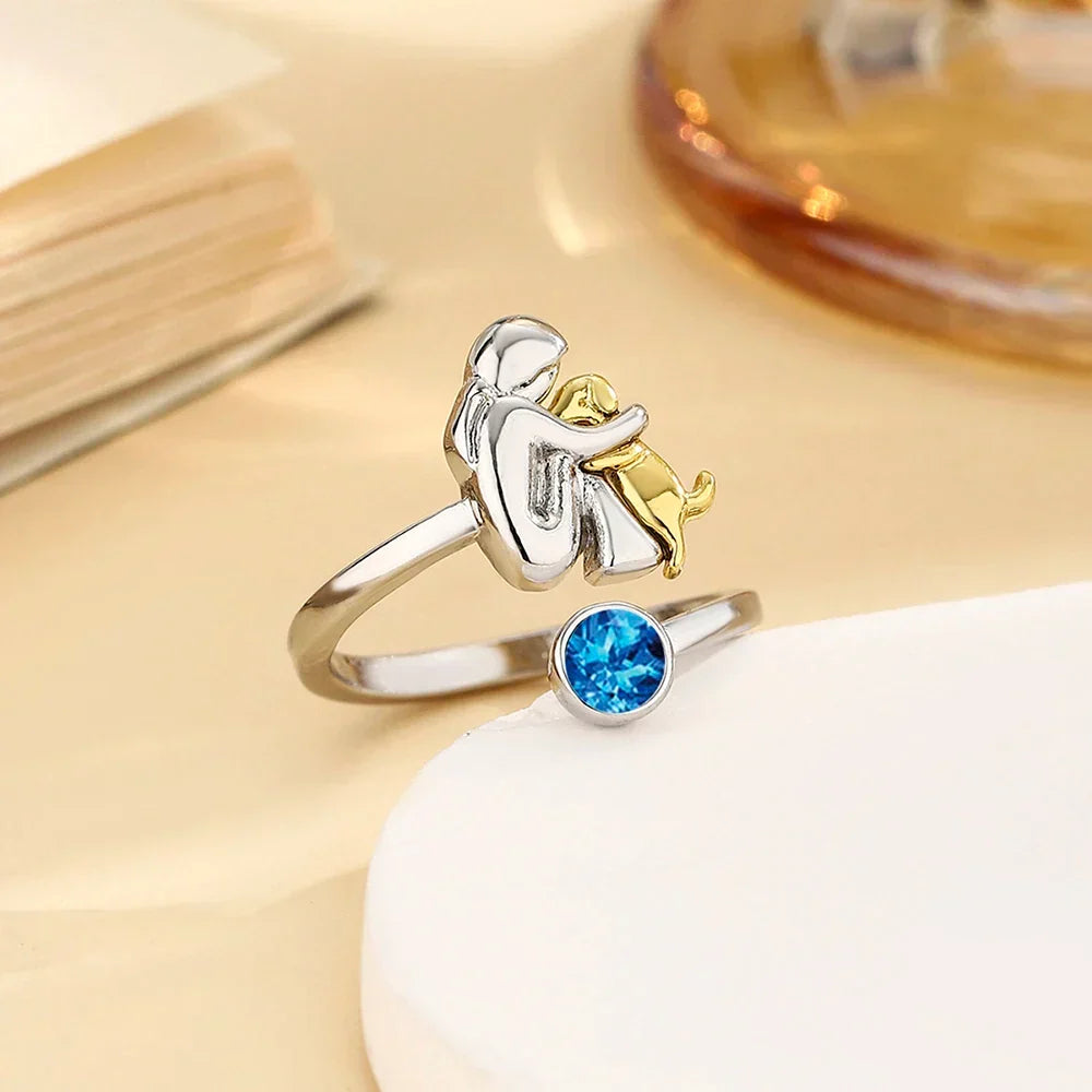 Elegant Dog Embrace Ring