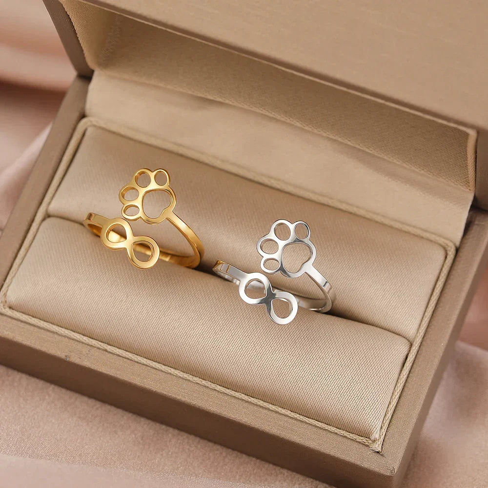 Adjustable Infinity Paw Ring – Stainless Steel
