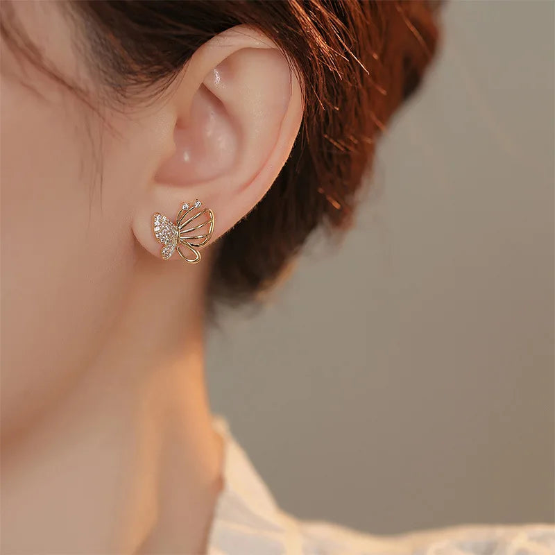 Elegant Zircon Butterfly Stud Earrings