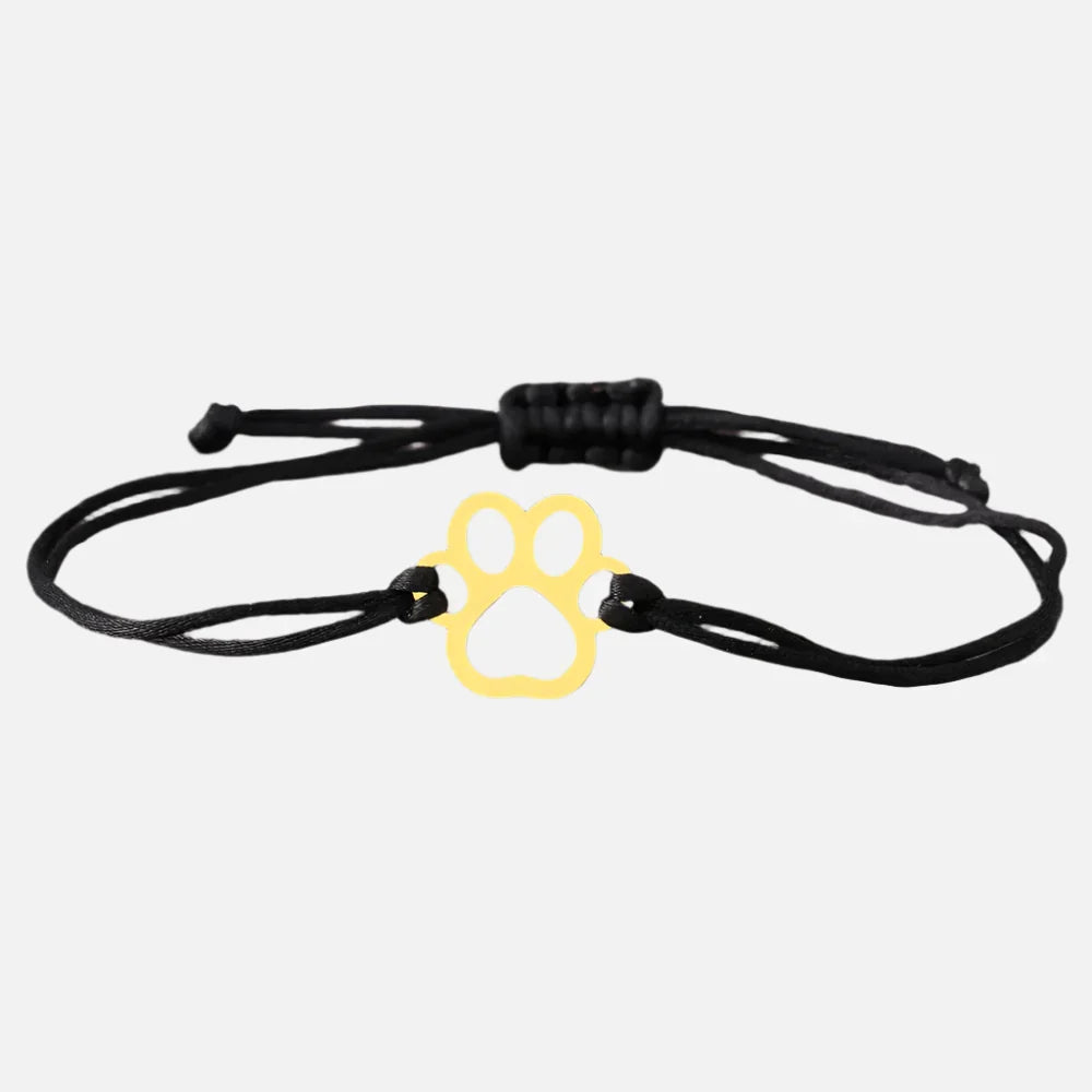 Paw Print Cord Bracelet – Adjustable Black and Red Design