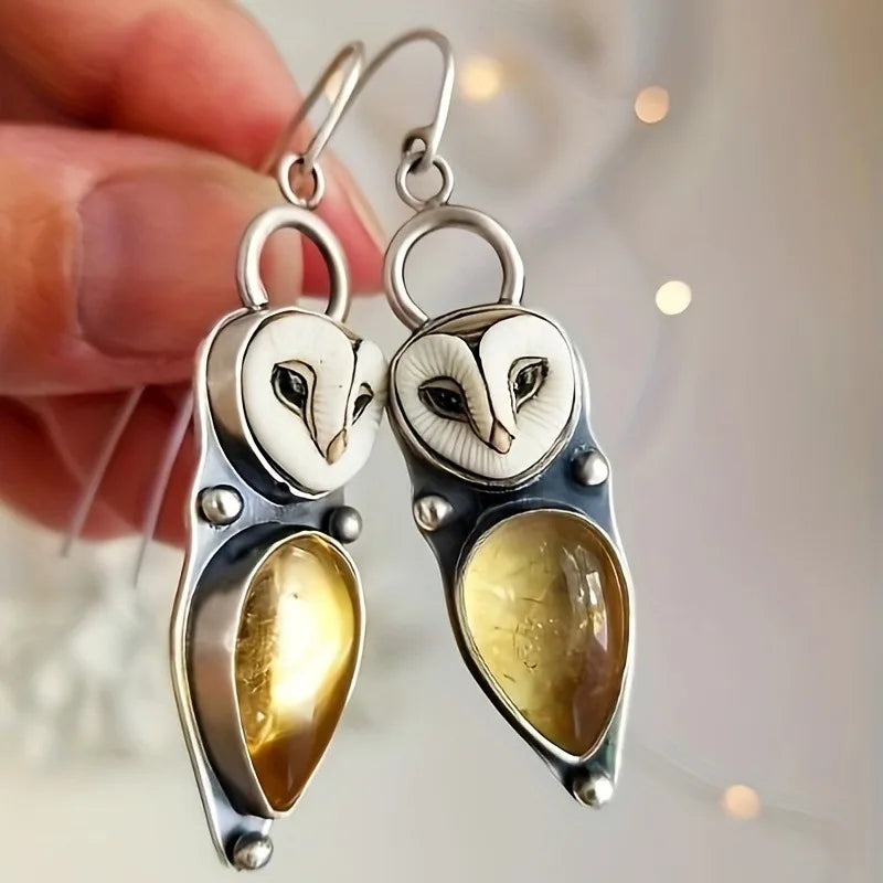 Boho Owl Drop Earrings - Nickel Free for Sensitive Ears