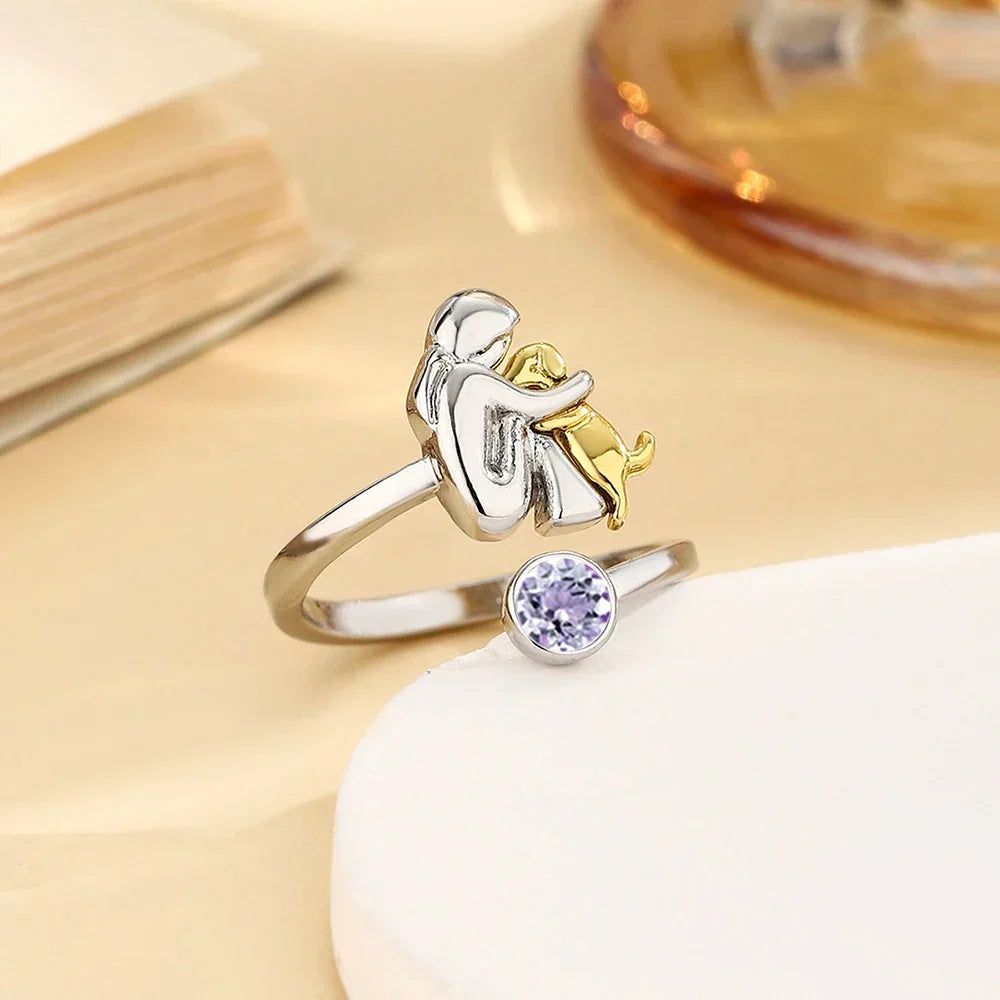 Elegant Dog Embrace Ring