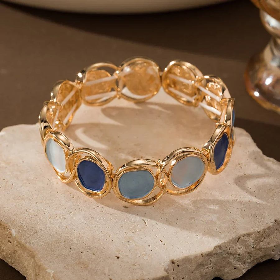 Vintage Blue Marble Gold Bracelet