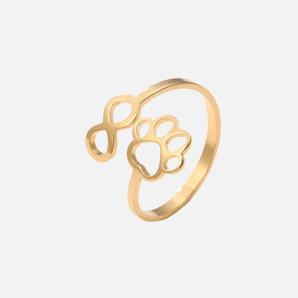 Adjustable Infinity Paw Ring – Stainless Steel