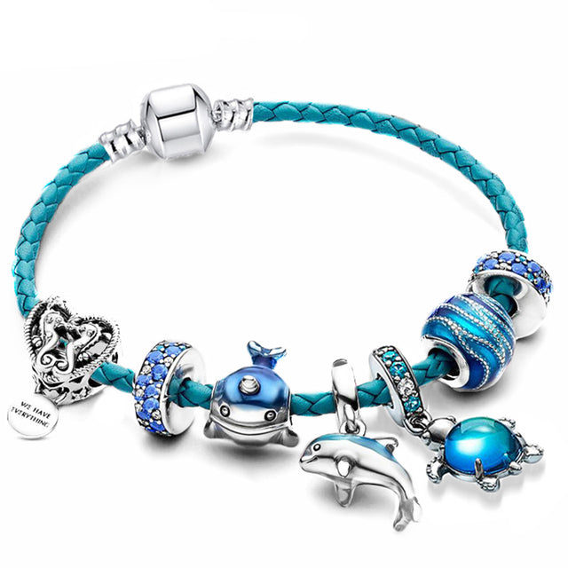 Oceano Bracelet + Charms included in Leather and Silver | Sustainable Ocean-Inspired Jewelry