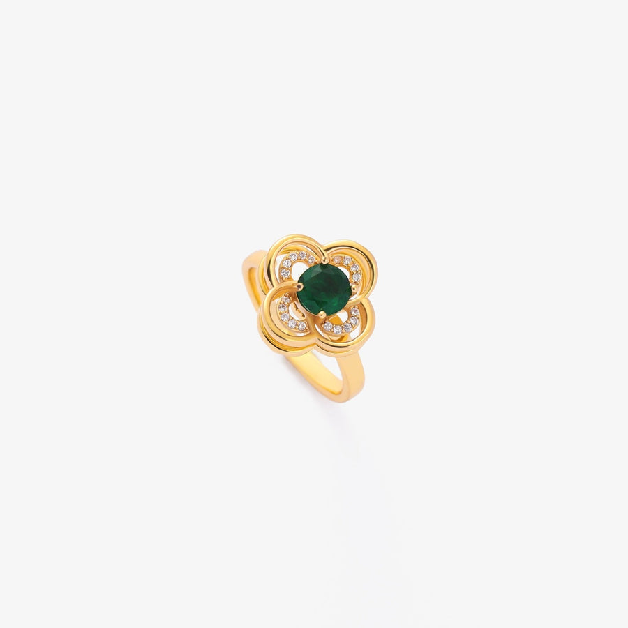 Clover Halo Emerald Spinning Ring | Gold