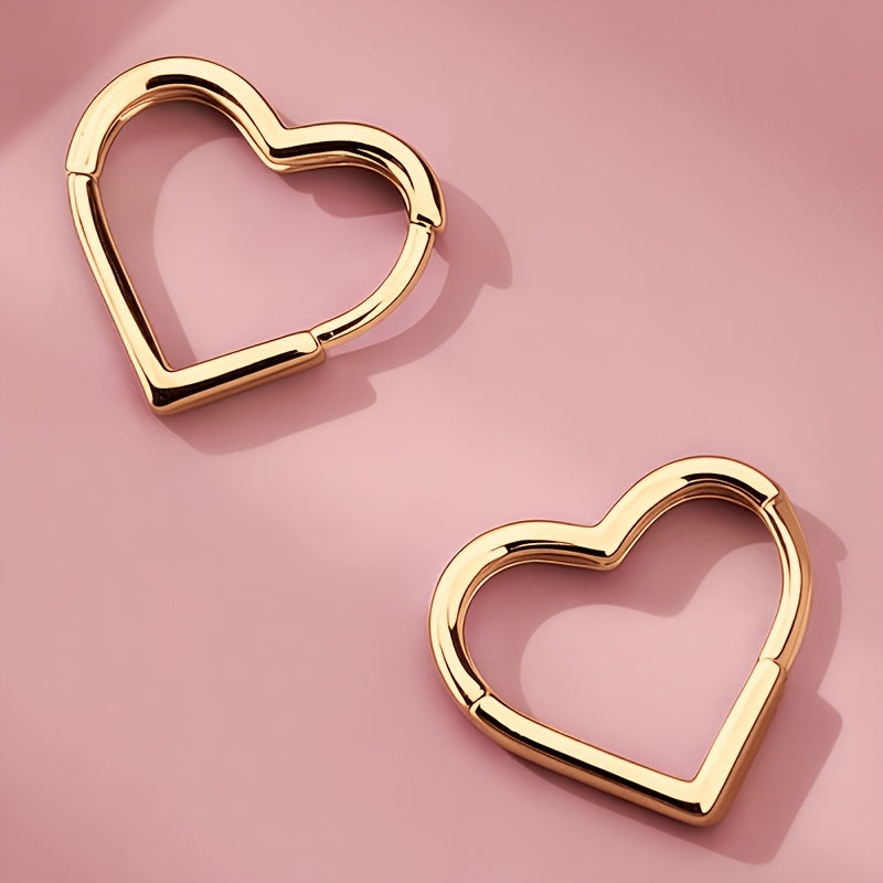 Golden Heart Stainless Steel Earrings