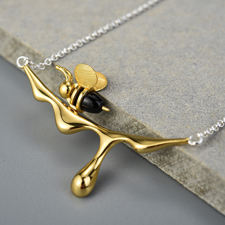 Dripping Honey & Bee Necklace