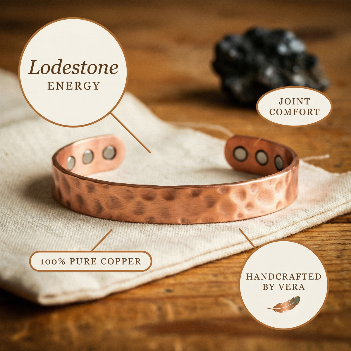 Lodestone Copper Bracelet