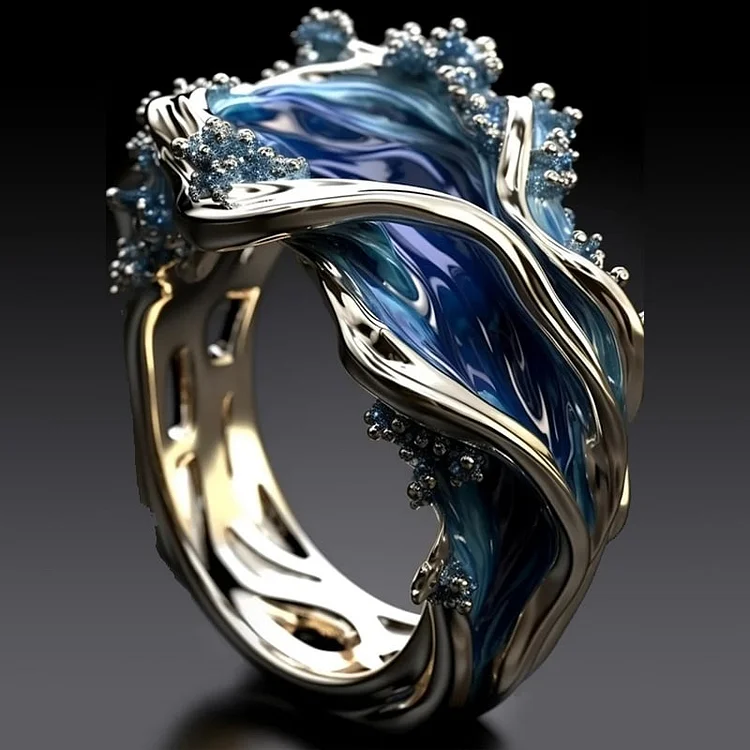 Vintage Golden Ocean Wavy Ring | Sustainable Ocean-Inspired Jewelry