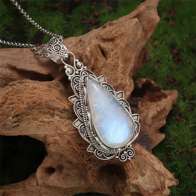 Antique Moonstone Drop Necklace | Gold